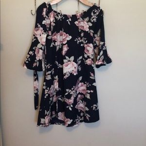 Navy and Pink Floral Dress